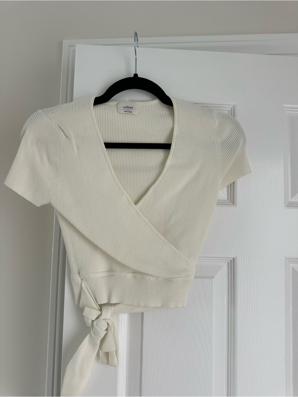 Aritzia Wilfred White Wrap Top